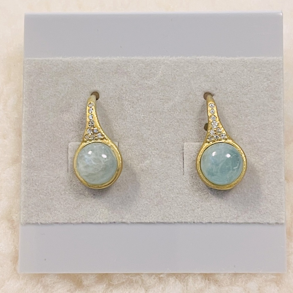 Aquamarine Cabochon Drop Earrings